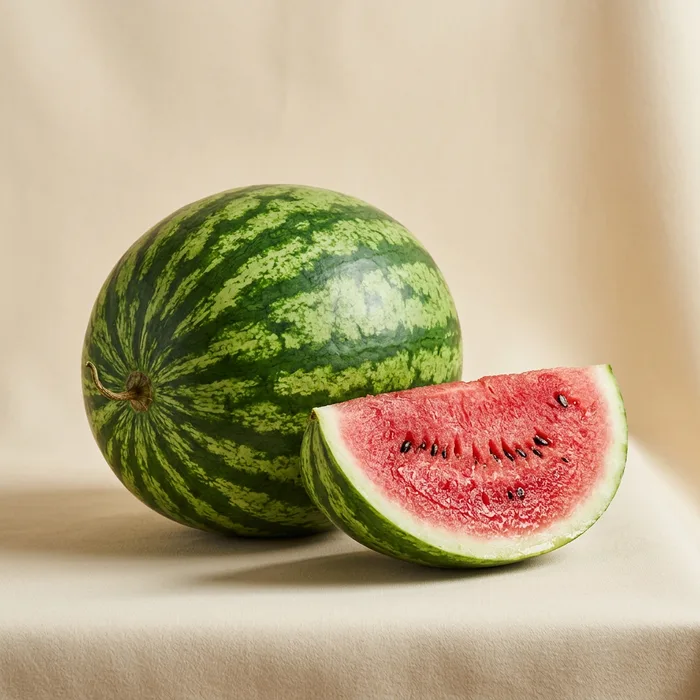 Watermelon with a cut wedge
